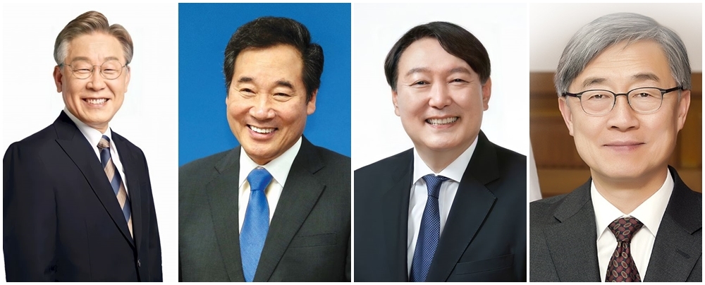 (왼쪽부터) 이재명 경기도지사, 이낙연 전 더불어민주당 대표, 윤석열 전 검찰총장, 최재형 전 감사원장