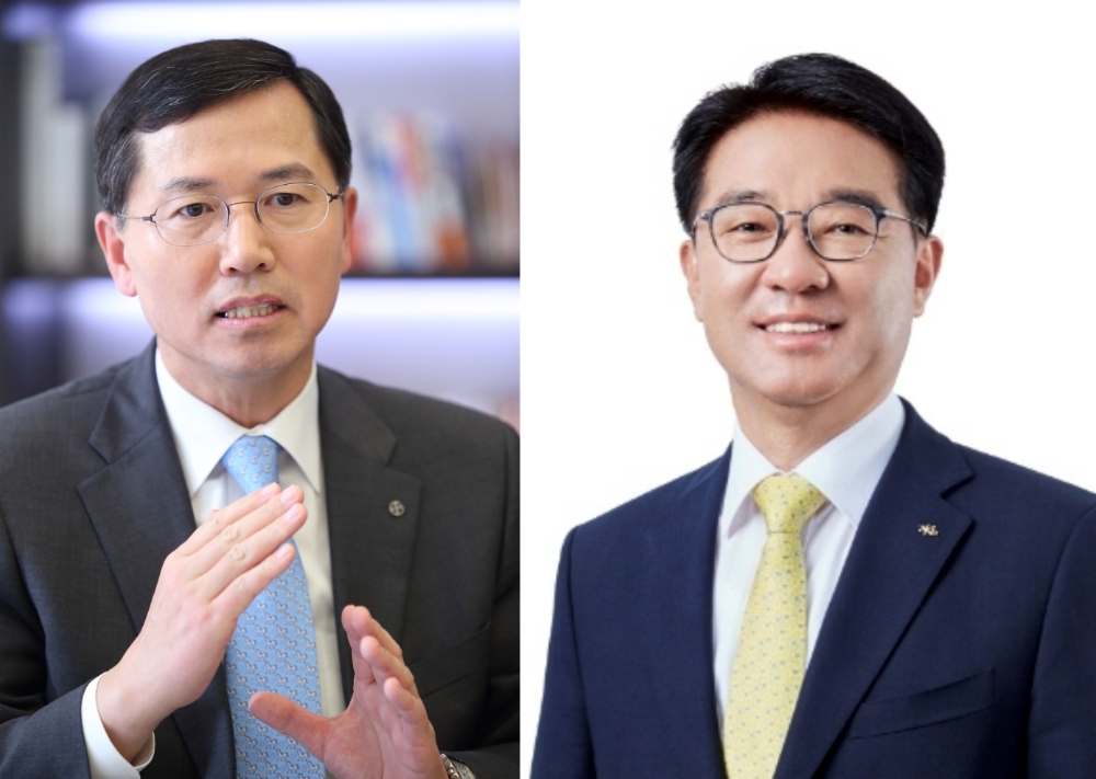 임영진 신한카드 대표이사와 이동철 KB국민카드 대표이사(오른쪽). /사진제공=각 사