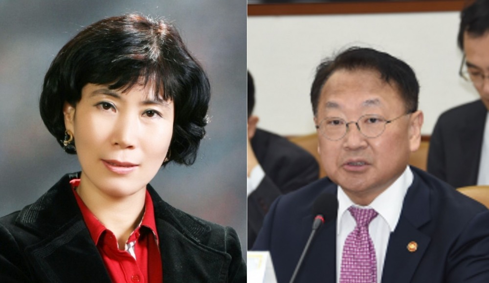 허경옥 교수(왼쪽), 유일호 전 경제부총리./사진=성신여대 홈페이지, 한국금융신문 DB