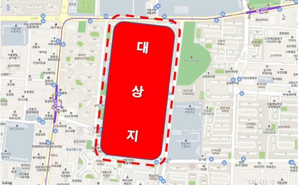 서울 강동구 명일동 ‘삼익그린맨션2차’ 위치도. / 자료제공=삼익그린2차 재건축 조합