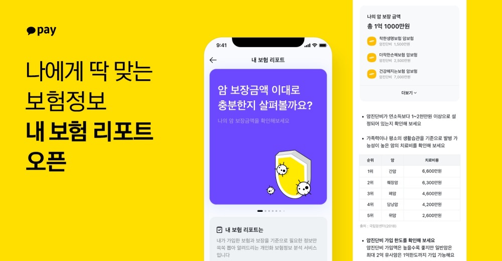 카카오페이가 ‘내 보험 리포트’ 서비스를 출시했다. /사진제공=카카오페이