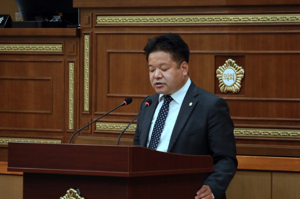 마포구의회, 신종갑 의원이 제257회 임시회에서 5분 자유발언하는 모습./사진제공=마포구의회