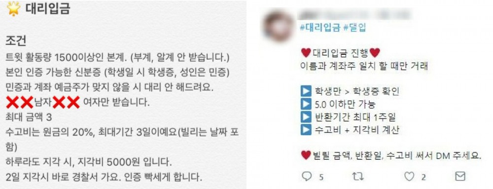 대리입금 광고 사례. /자료제공=금융감독원
