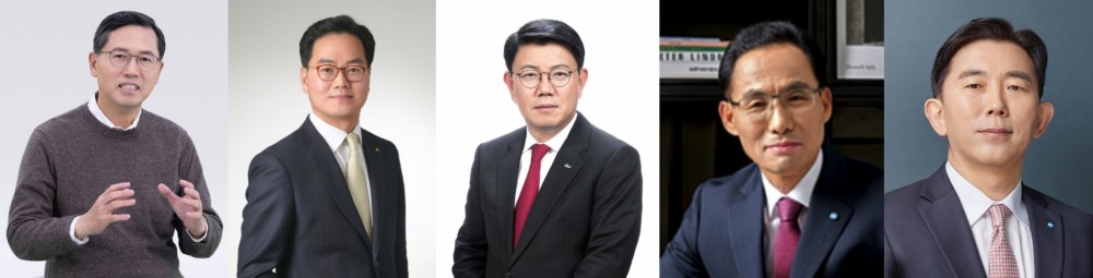 사진 왼쪽부터 임영진 신한카드 사장과 황수남 KB캐피탈 사장, 정운진 신한캐피탈 사장, 김정기 우리카드 사장, 박경훈 우리금융캐피탈 사장. /사진제공=각사