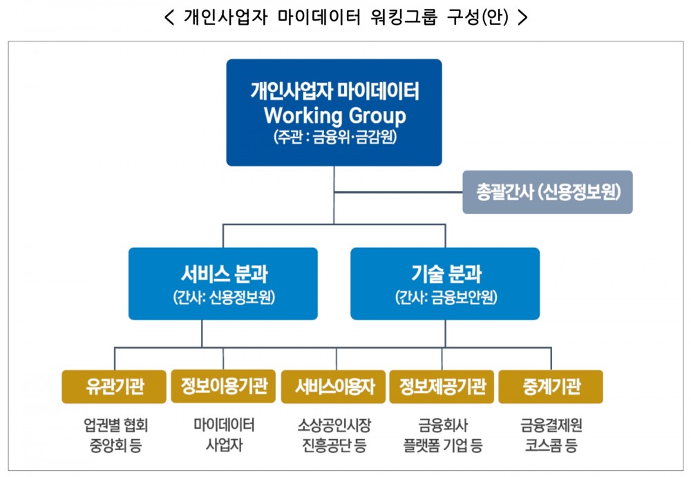 개인사업자 마이데이터 워킹그룹 구성안. /자료제공=금융위원회