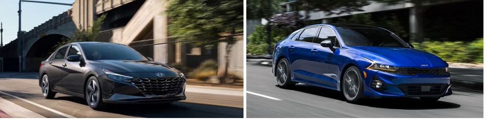 현대 아반떼(왼쪽)와 기아 K5.