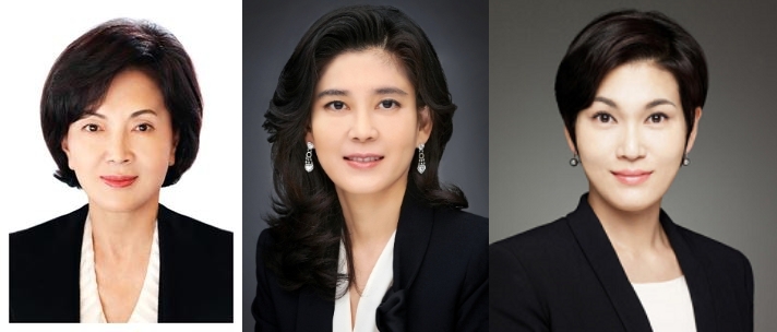 (왼쪽부터) 홍라희 전 리움미술관장, 이부진 호텔신라 사장, 이서현 삼성복지재단 이사장. 사진=한국금융DB