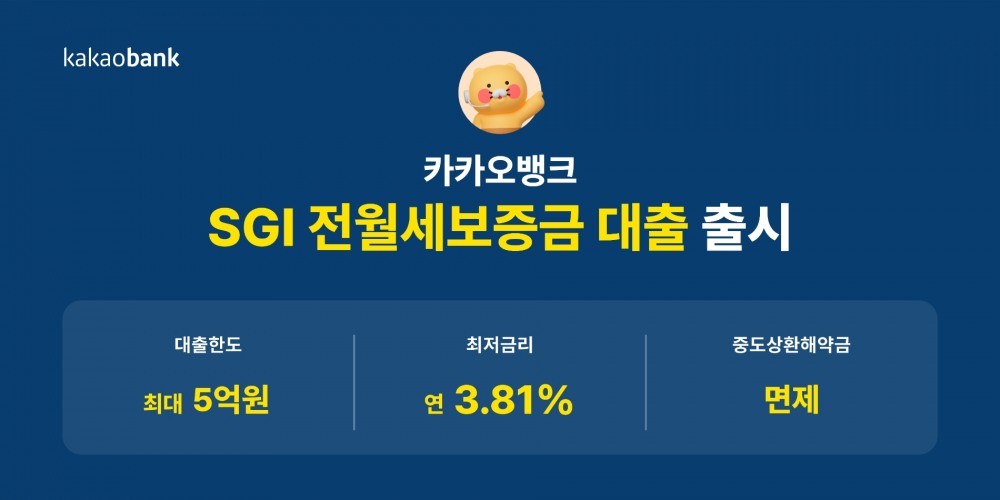 카카오뱅크가 ‘SGI전월세보증금 대출’을 출시한다. /자료제공=카카오뱅크