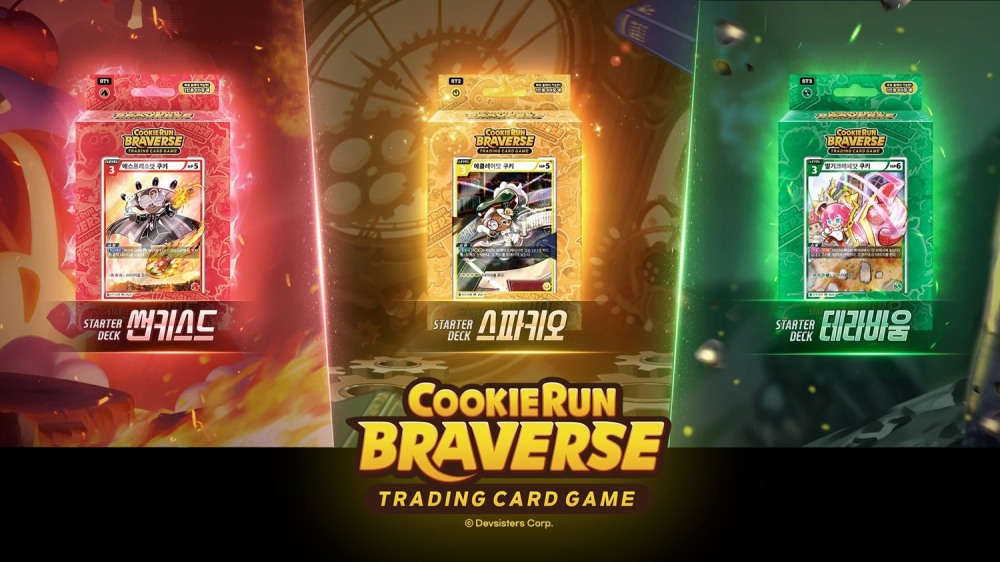 1일 출시된 3종의 스타터덱 썬키스드, 스파키오, 테라바움 이미지. / 사진제공=데브시스터즈