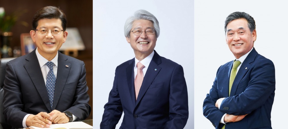 빈대인 BNK금융그룹 회장(왼쪽)과 김태오 DGB금융그룹 회장(가운데), 김기홍 JB금융그룹 회장(오른쪽). /사진제공=각사