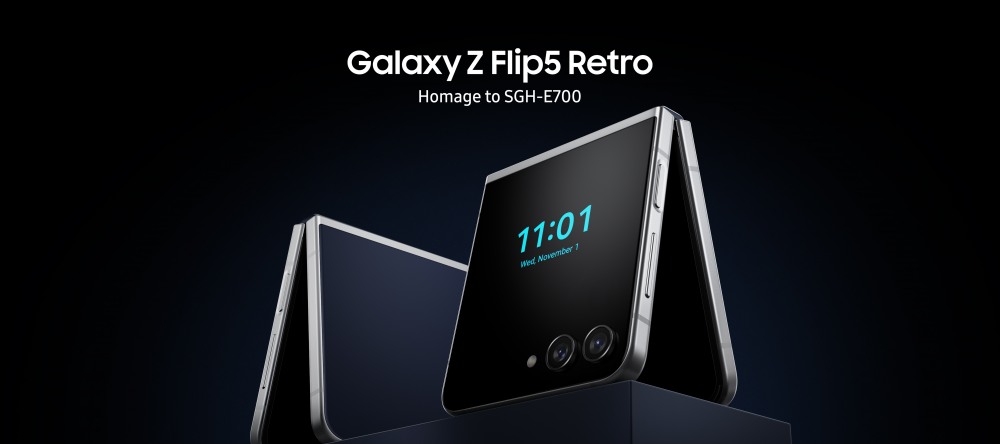 삼성전자가 2003년 출시 당시 뛰어난 디자인과 성능으로 선풍적인 인기를 끌었던 벤츠폰(SGH-E700)에서 영감을 받아 스페셜 에디션 '갤럭시 Z 플립5 레트로'를 내달 1일 국내 출시한다./사진제공=삼성전자