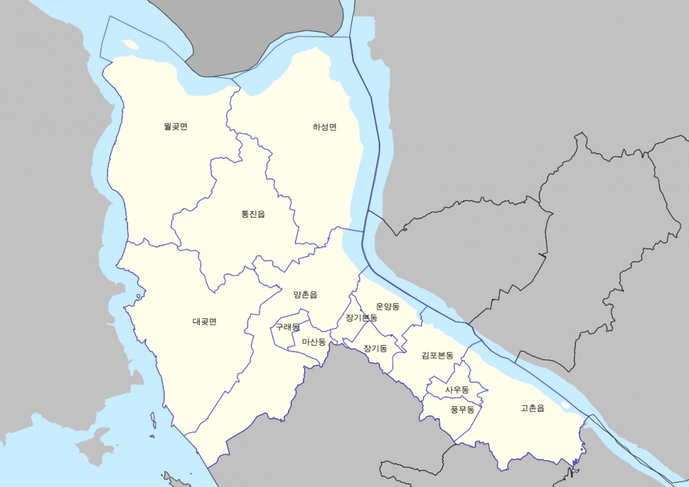 김포시 지역구별 전체 지도