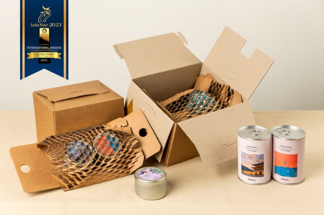 ㈜한진(대표 노삼석)의 친환경 완충재인 '그린와플'이 아시아포장연맹(이하 APF, Asian Packaging Federation)이 주최한 '아시아 스타 어워즈 2023'에서 '에코 패키지' 부문을 수상했다. 사진제공=(주)한진.
