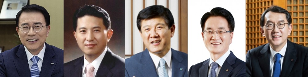 (사진 왼쪽부터) 조용병 전 신한금융지주 회장, 임영록 전 KB금융지주 회장, 조준희 전 IBK기업은행장, 손병환 전 NH농협금융지주 회장, 박진회 전 한국씨티은행장