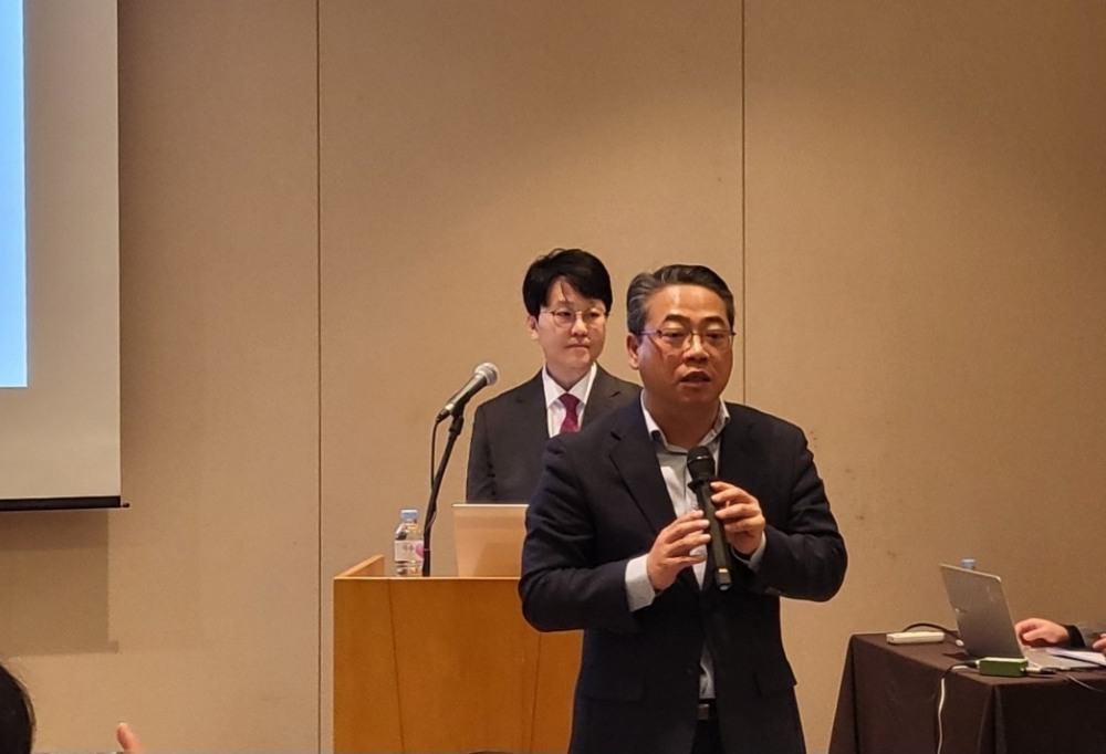 박기원 삼현 사장이 질의에 답변하고 있다. /사진 = 전한신 기자