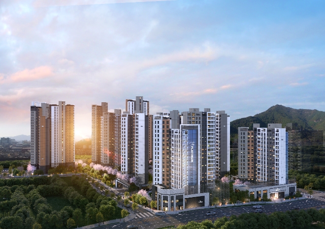 ‘쌍용 더 플래티넘 NATURE’ 단지투시도