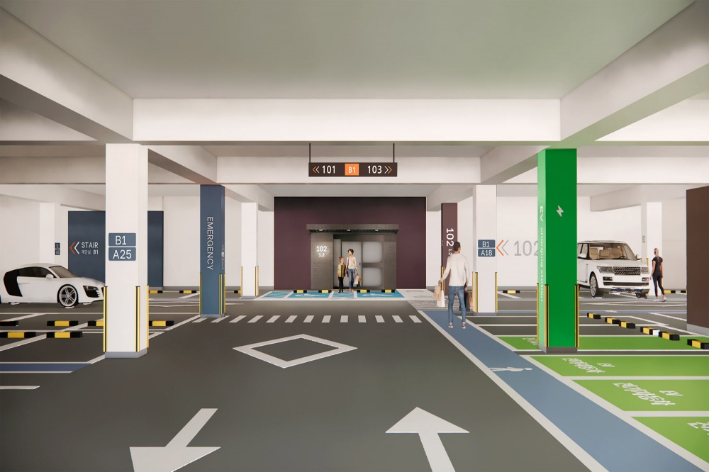 호반건설 브랜드 아파트 지하 주차장 색채 가이드./사진제공=호반건설