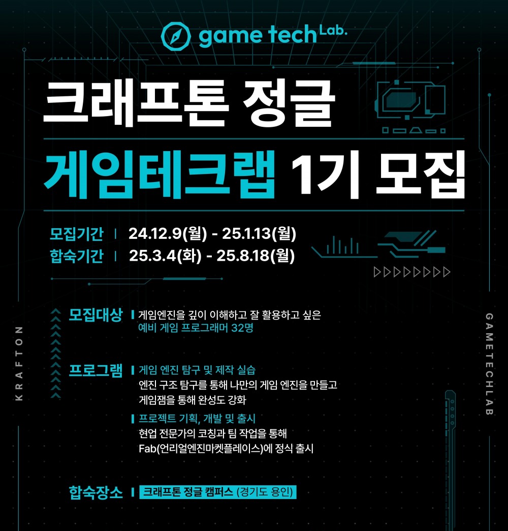크래프톤, 인재 양성 프로그램 ‘크래프톤 정글 게임테크랩’ 신설