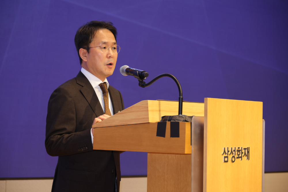 이문화 삼성화재 대표가 22일 삼성금융캠퍼스에서 열린 창립73주년 기념식에서 발언을 하고 있다./사진=삼성화재