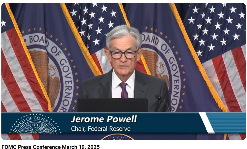 제롬 파월 미국 연준(Fed) 의장 기자회견(2025.03.19) / 사진출처= Federal Reserve 유튜브 채널 갈무리