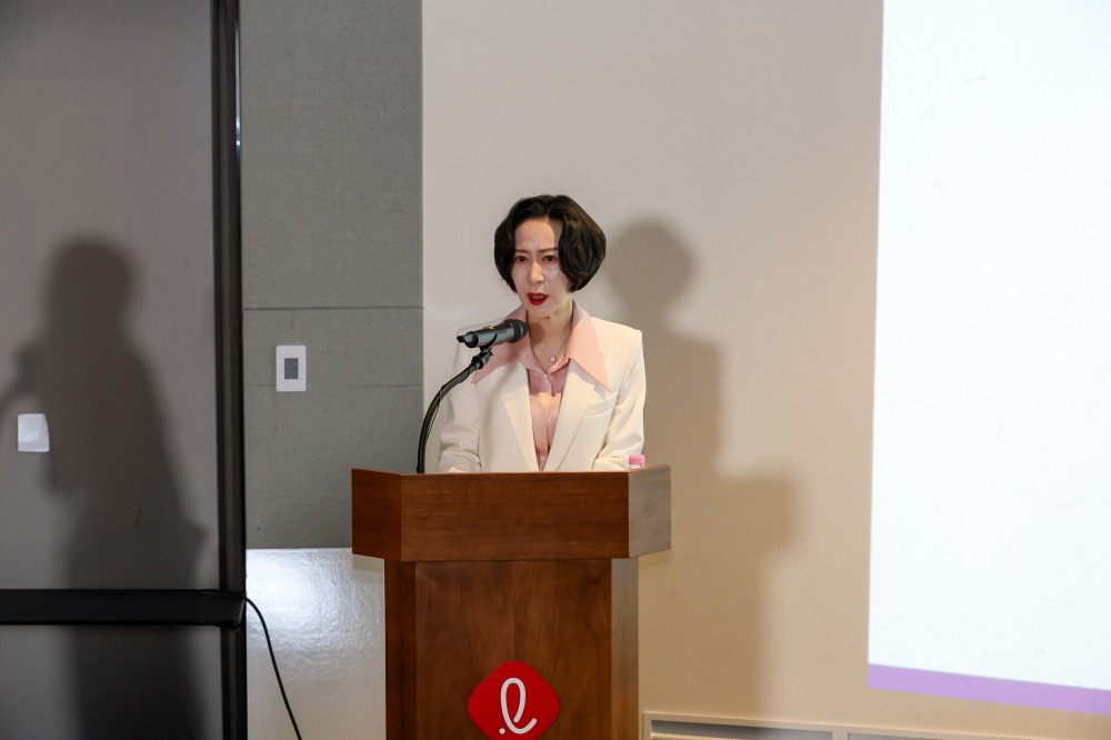 장혜선 이사장이 축사하는 모습. /사진=롯데재단