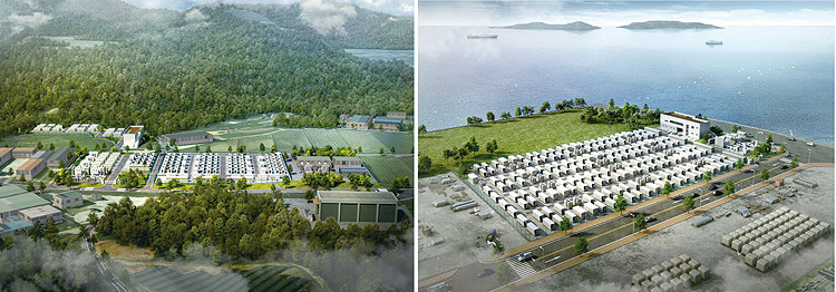 ▲ 전남 고흥 BESS 조감도(왼쪽), 전남 광양 BESS 조감도. 사진제공 = BS한양