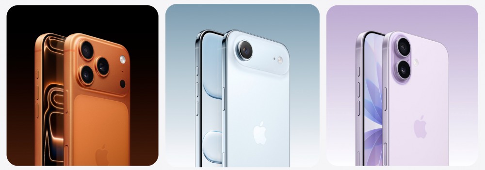 (왼쪽부터) 아이폰 17 프로, 아이폰 17 에어, 아이폰 17. / 사진=애플 공식 홈페이지