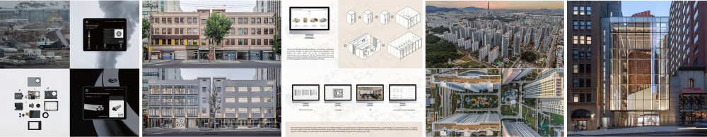 왼쪽부터 Carbonomy, SAMOO POC, b.Grid, 올림픽파크 포레온, New York Korea Center./사진제공=삼우건축