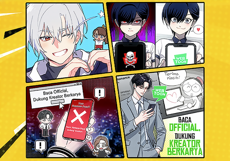 네이버웹툰은 인도네시아 내 불법 유통 웹툰 문제 심각성을 알리기 위해 창작자 43명과 손잡고 특별 캠페인을 진행한다고 4일 밝혔다. / 사진=네이버웹툰
