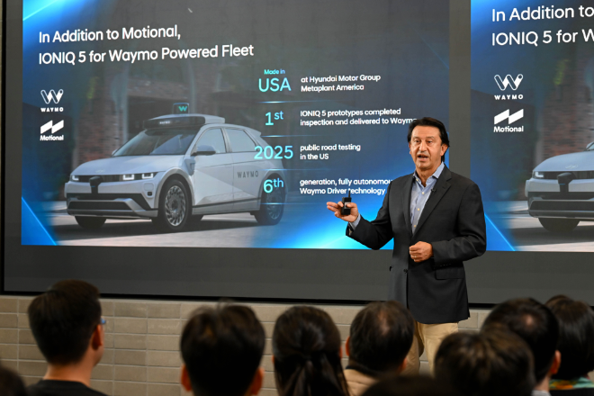 호세 무뇨스 현대차 대표가 6일 진행된 타운홀 미팅에서 발언하고 있다. / 사진=현대차