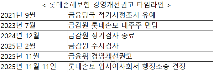 자료 = 금융위원회, 롯데손보