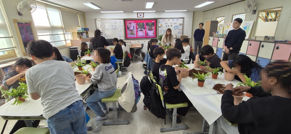 교실 속 숲 만들기가 진행되는 모습./사진제공=용산구