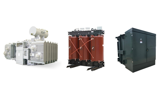 (왼쪽부터) LS일렉트릭 북미 데이터센터 수출용 배전유입변압기, 배전몰드변압기, 배전패드변압기. /사진제공=LS일렉트릭