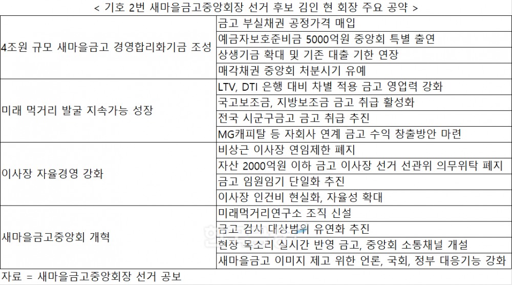 자료 = 새마을금고중앙회장 선거 공보