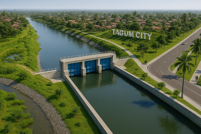 따굼 홍수조절사업 조감도./사진제공=HJ중공업