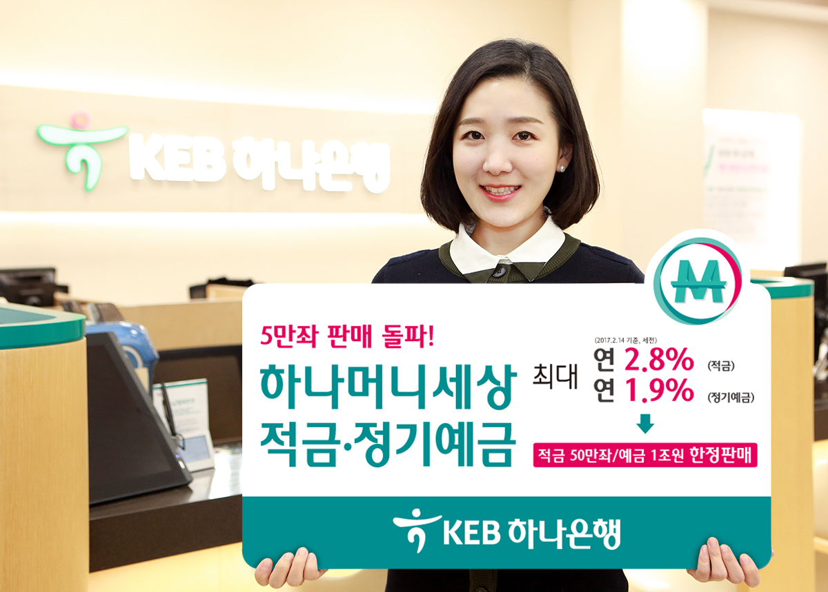 KEB하나은행, '하나머니세상 적금·정기예금' 5만좌 돌파