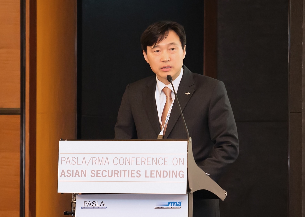 예탁결제원 이병래 사장이 8일 서울 여의도에서 열린 ‘제14차 범아시아 증권대차컨퍼런스’에서 발언하고 있다.