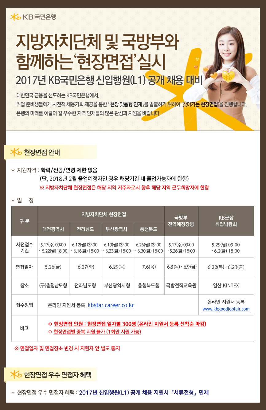 KB국민은행, 지방자치단체 및 국방부와 함께 채용 전 찾아가는 현장면접