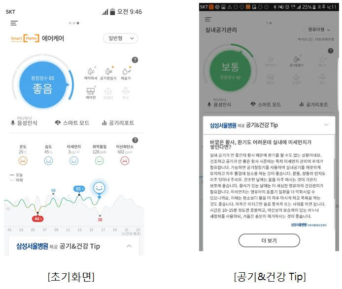 △‘스마트홈 에어케어’화면 /사진제공=SK텔레콤