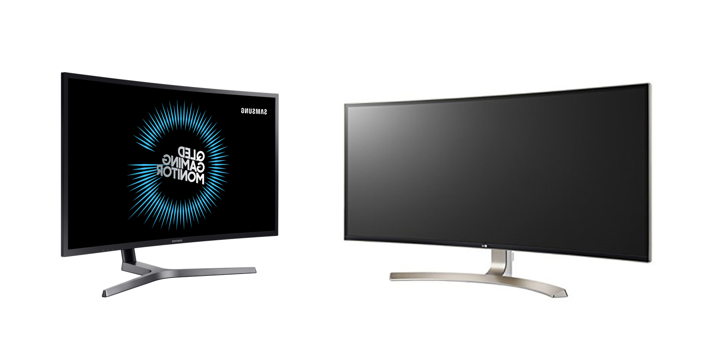 △‘삼성 QLED 모니터’(왼쪽)와 ‘LG전자 울트라 와이드’(오른쪽)