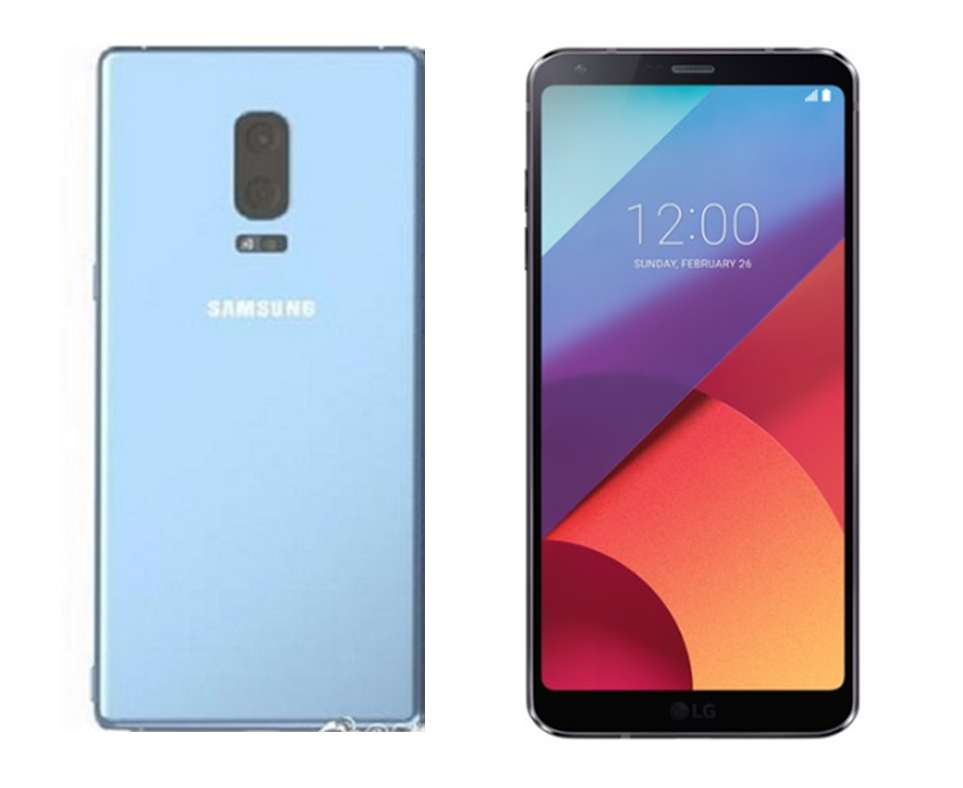 △삼성 갤럭시 노트8(왼쪽), LG G7(오른쪽)