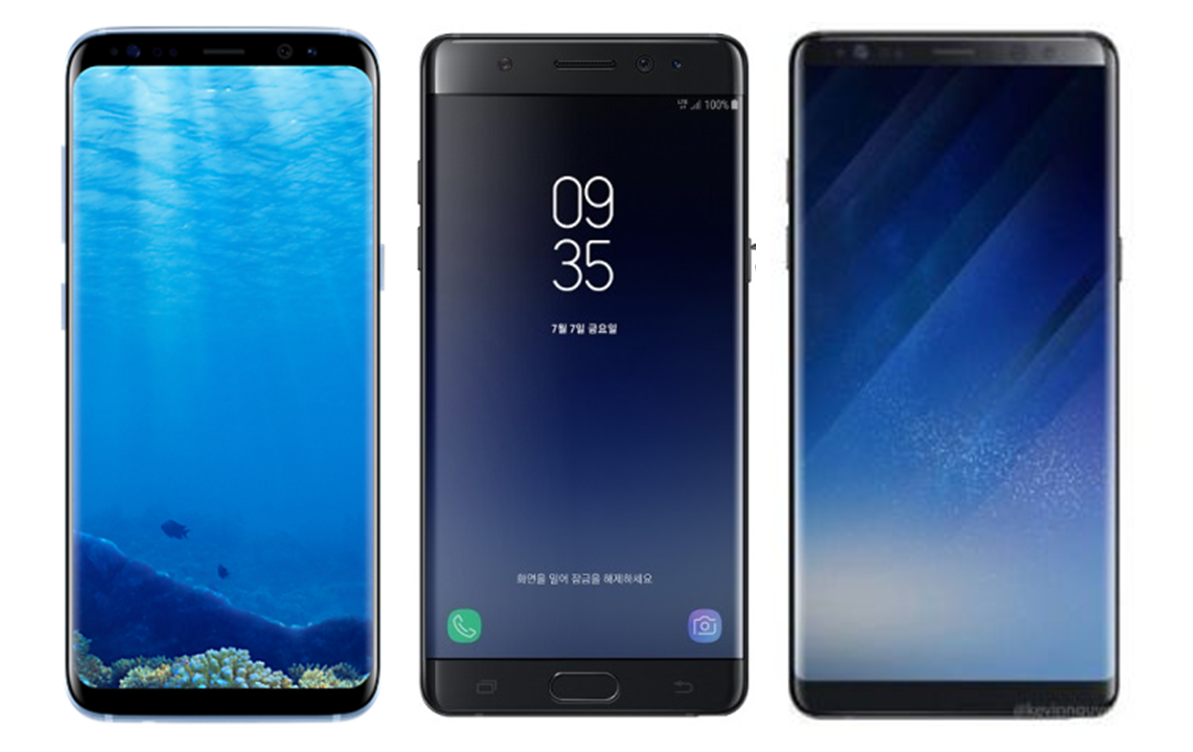 △ 왼쪽부터 갤럭시S8, 갤럭시 노트FE, 갤럭시 노트8