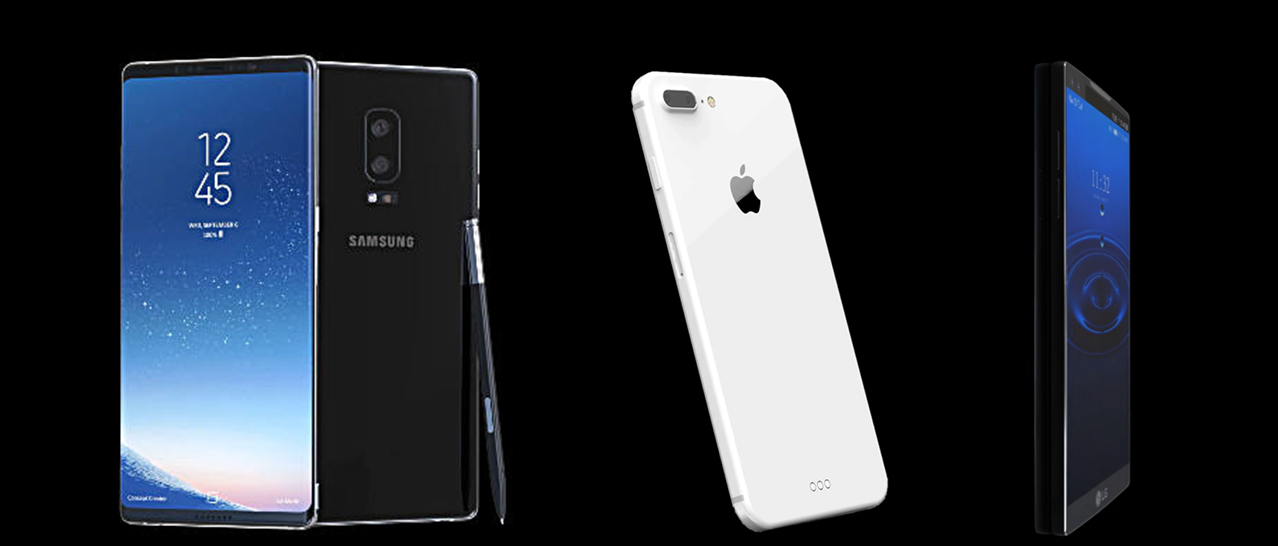 △왼쪽부터‘갤노트8’ ‘아이폰8’ ‘V30’