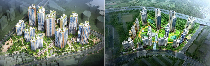▲ 거여 e편한세상 센트럴파크 조감도. 사진 = 대림산업 ▲ 과천 푸르지오 써밋(가칭) 조감도. 사진 = 대우건설