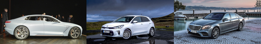 ▲ 제네시스 g70(추정)_016모터쇼 제네시스 뉴욕 콘셉트카. ▲ 기아자동차_4세대 신형 프라이드. ▲ 메르세데스-벤츠_6세대 S-클래스.