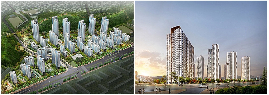 ▲ 삼성물산이 가재울뉴타운5구역을 재개발한 ‘래미안DMC루센티아’. 사진 = 삼성물산▲ 현대산업개발이 면목동3구역을 재건축한 ‘사가정센트럴아이파크’. 사진 = 현대산업개발