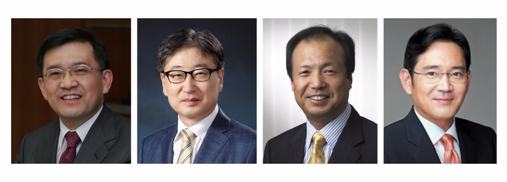 △(왼쪽부터) 권오현 회장, 윤부근 부회장 신종균 부회장, 이재용 부회장