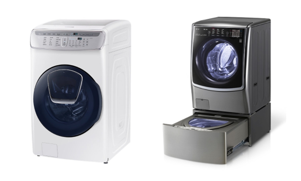 △삼성 ‘플렉스워시’(왼쪽) LG ‘트롬 트윈워시’