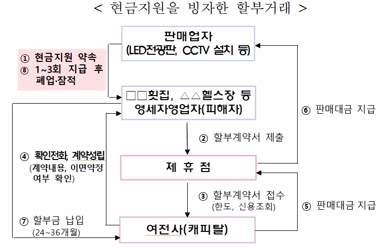 △ 자료 : 금융감독원, 사업자 대상 할부금융 사기 과정