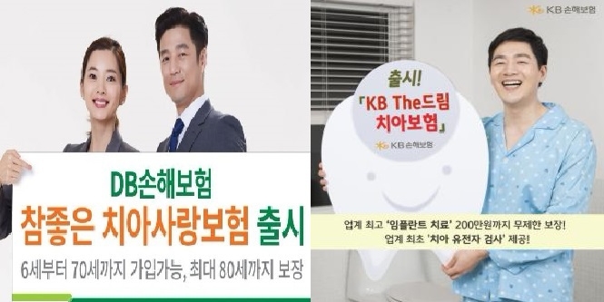 △대형 손해보험사들이 판매 중인 치아보험 상품 / 사진=각 사